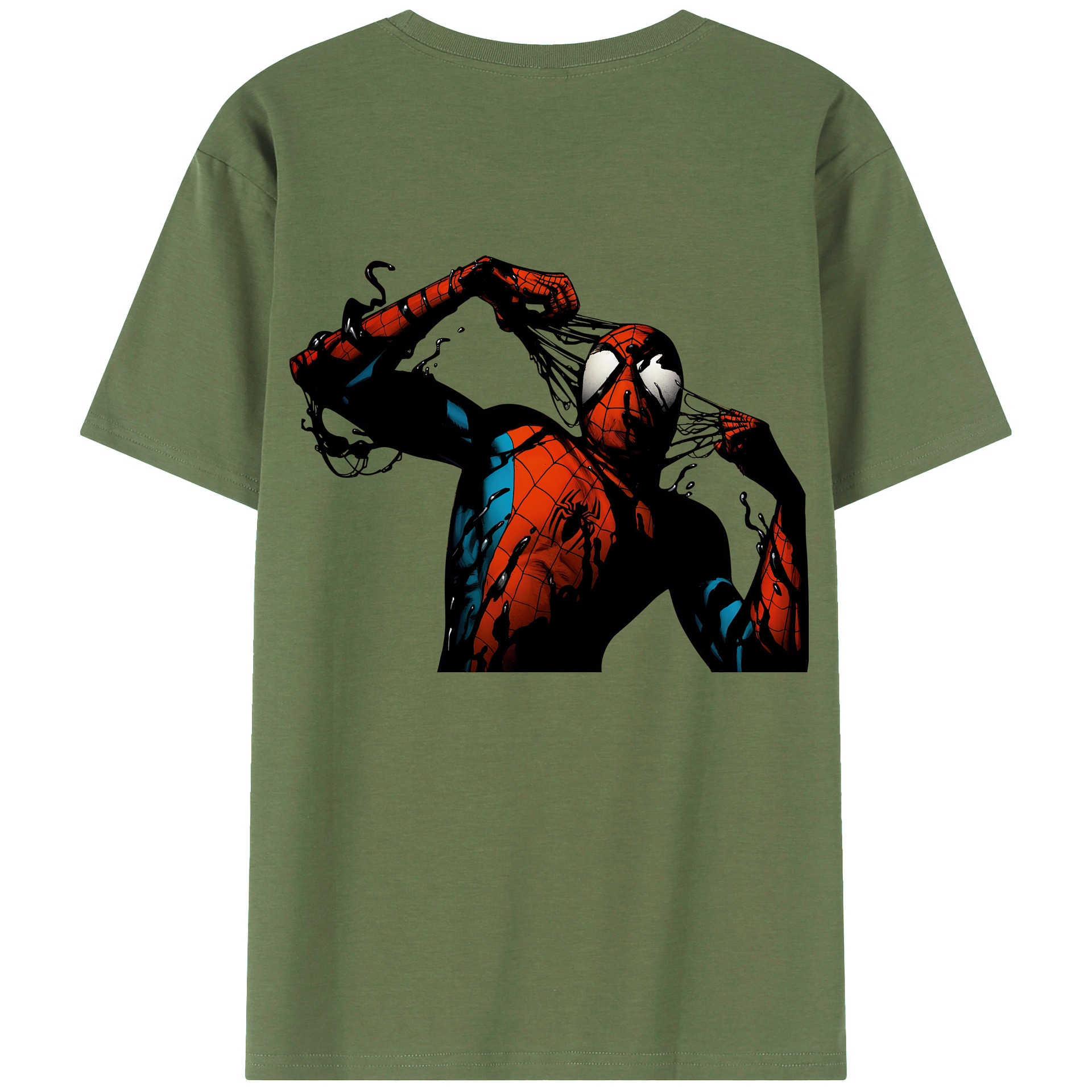 （画像用） Spider Man スパイダーマン 綿100％ メンズ半袖Tシャツ（バックプリント） 通気性
